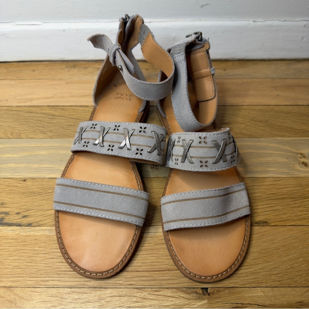 Frye and Co. Grey Sky Suede Ankle Strap Sandals Size 7 - Picture 5 of 10